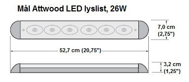 Lyslist LED 26W, ATTWOOD